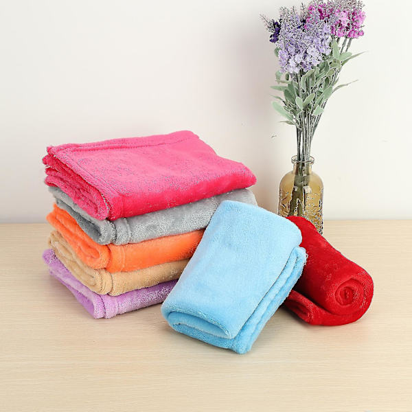 Coral Fleece Tæpper Super Bløde Shaggy Universelle Ensfarvede Fleece Tæpper Til Sofa Qinhai（50x70cm，Sort）