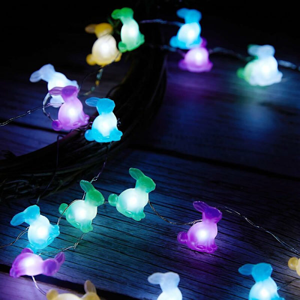 10 meter påskljusslinga, 30 LED kaninljusslinga, batteridriven koppartrådskaninljusslinga med 8 lägen, fjärrkontroll och timer