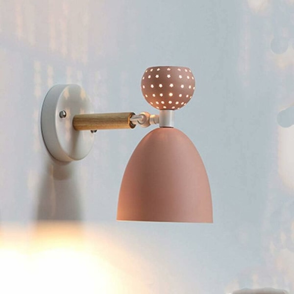 Macaron Pink Kids LED Vägglampa Med Ljus 3-8m?? Sänglampa i trä i järn