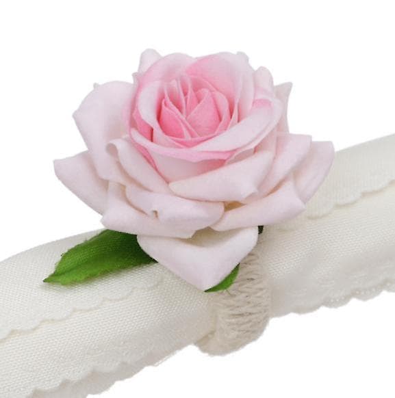 Handgjorda blomservett-ringar, set om 6 Rosa