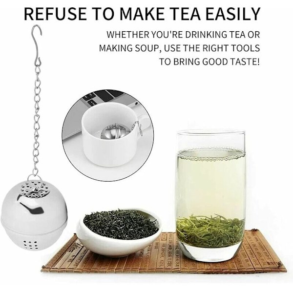 2-delad teinfuser i rostfritt stål, teinfuser för te, kryddor och de flesta koppar och tekannor