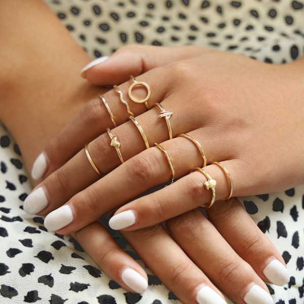 Europeisk och amerikansk enkel dam Knuckle Ring, Ring Ring Set