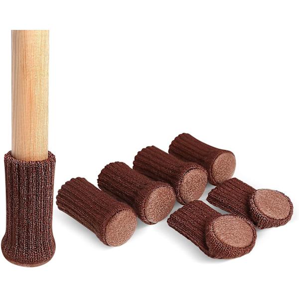 Stickade bordsstolsbensskydd Elastiska stolsmöbler strumpor set Trägolvskydd för möbelben, Brun, 24-pack (mörkbrun)