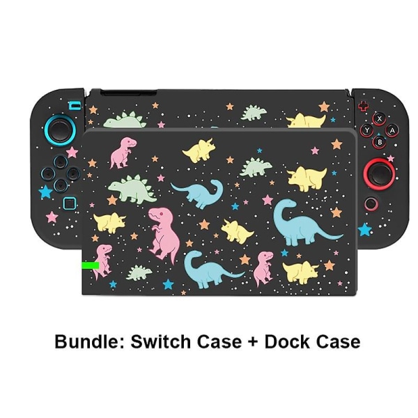 Kawaii Cute Pastell Lila Dinosaur Funda Nintendo Switch Cover Case Dockningsbart skyddande TPU-skal för Switch Controller Joy-ConBundle