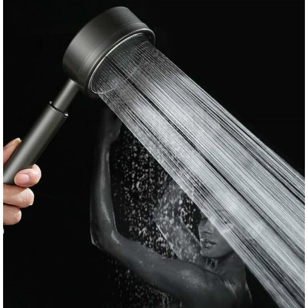 304 rostfritt stål starkt booster filter duschhuvud enkelhuvud dusch liten set lotushuvud - svart, 1 st.