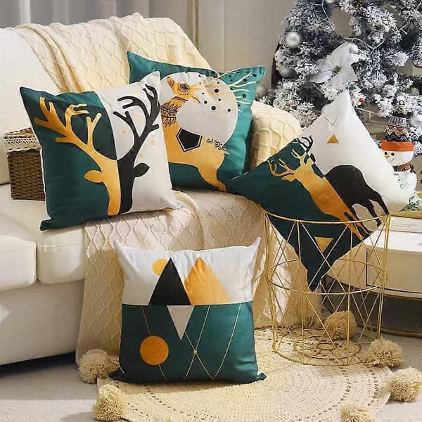 45x45 cm Jul Kuddfodral – 4-pack, Vinterdekor