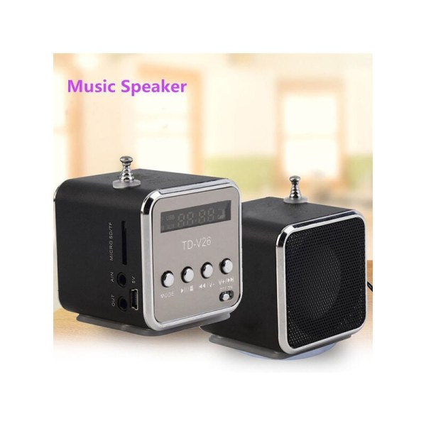 Multimedia Bärbar Mini Musikhögtalare FM Radio USB SD TF-kort MP3-spelare 1st (svart)