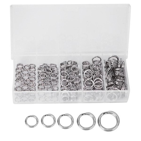 Fishing Stainless Steel Double Split Ring 200pcs Lure Baits Accessories Plastic Case Set