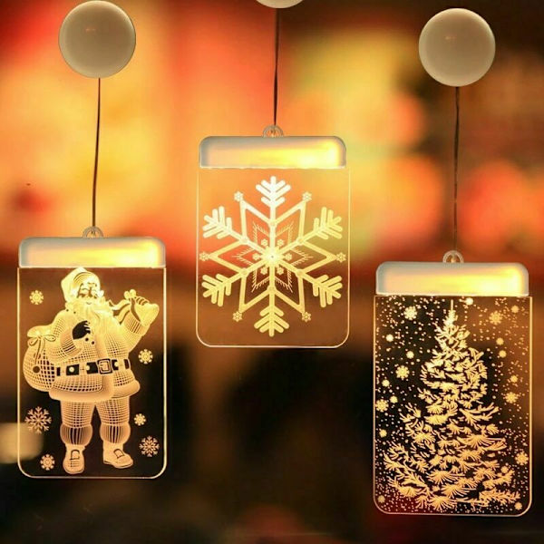 LED-sugljus 3D dörr och fönster jultomte älg klockor julbelysning LED-slingor snöflinga nyår ekonomisk