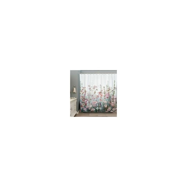 Färgglad fyrkantig duschdraperi för badrum - Modern - Dekorativ - Rosa blommor - Flerfärgad - Polyester - Vattentät - 180x180cm