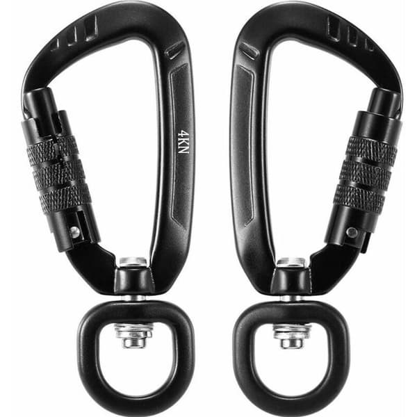 360° roterande karbinhake, 4Kn, 2 stycken, svart