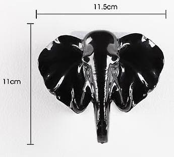 2 stk. Hvide dyreformede vægkrog Dyrekrog Nøgle Sort Elefant Resin Materiale