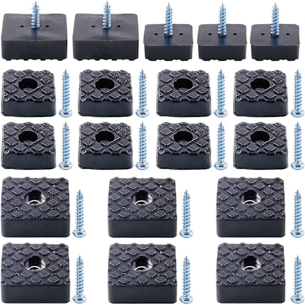 40 stk firkantede møbelglider med skruer, sklisikre gummiputer for kontorbord, sofa, svart 22mm og 30mm