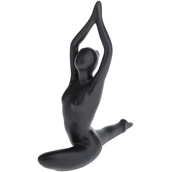 Sharprepublic Skulptur. Flickkeramiska figurer. Yoga Pose Svart Modell Kvinna Staty Statyett