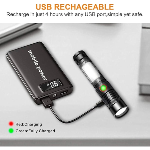 Fackla Led ficklampa Usb uppladdningsbar kraftfull militär Cob lampa bärbar zoomable fackla för Auto Ga