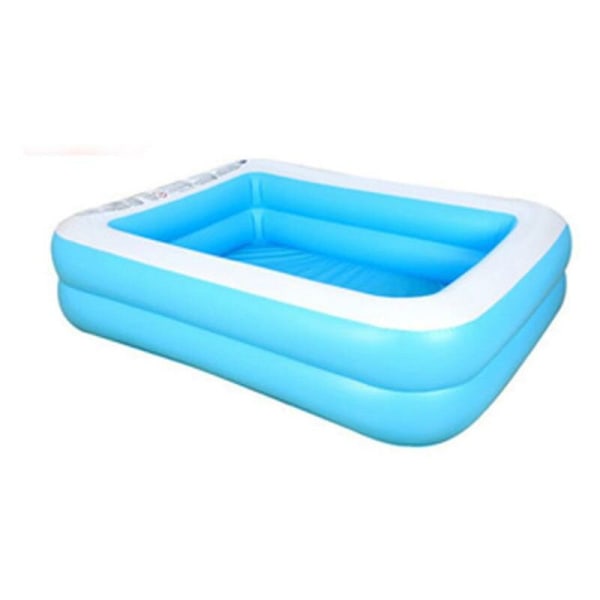 Blå plastpool för barn, rektangulär barnpool, uppblåsbar pool för barn 128 cm.