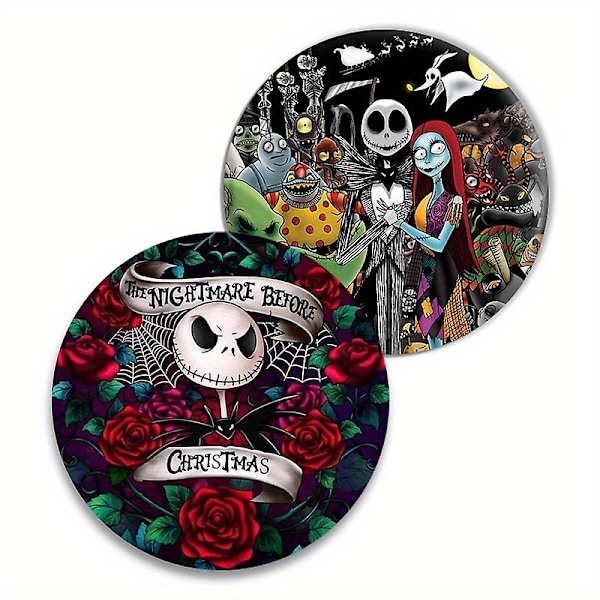 2 st Disney Jack & Sally Horror Bilunderlägg Set - Hållbart halkfritt akryl, premium värmeisolering, snygga bilinredningstillbehör för unisexanvändning -