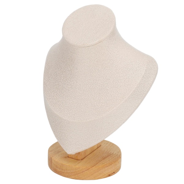 Halsbandshållare i flanell och PU-läder, beige