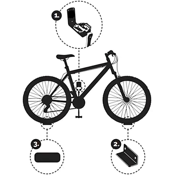 3 I 1 Cykelväggfäste för Landsvägscyklar MTB E-cyklar Cykelstöd Cykelväggfäste Pedalhållare-1 x Stödhållare Lastkapacitet 32 kg longziming