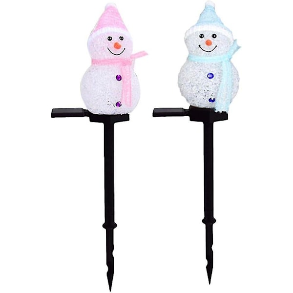 2 LED Solar Snømann Lys Hagedekorasjon Julebelysning Hagebelysning Solcellelampe for