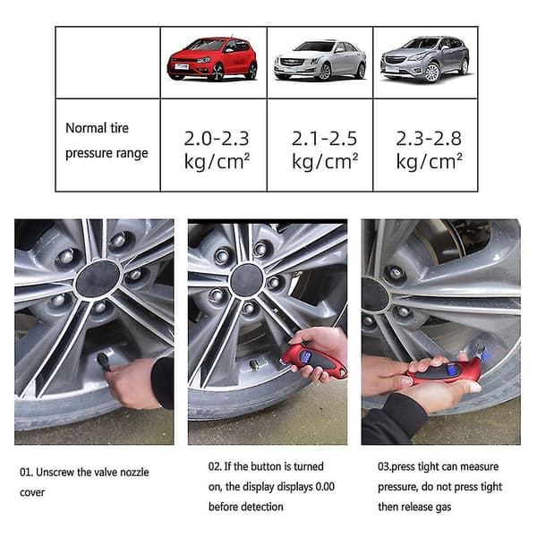 Digitalt däcktrycksmätare 150 Psi Abs 4 inställningar med bakgrundsbelyst Lcd-display（Blå）
