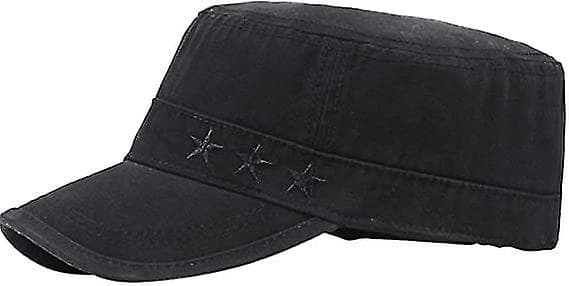 Herre Bomulds Flat Peak Baseball Twill Hær Militær Regiment Hat Visor Sort