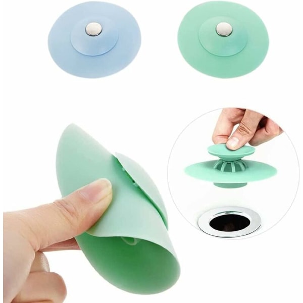 2-pack universella avloppsproppar, badkarspropp, universell köksavloppspropp för diskho, badrum, kök (blå och grön)