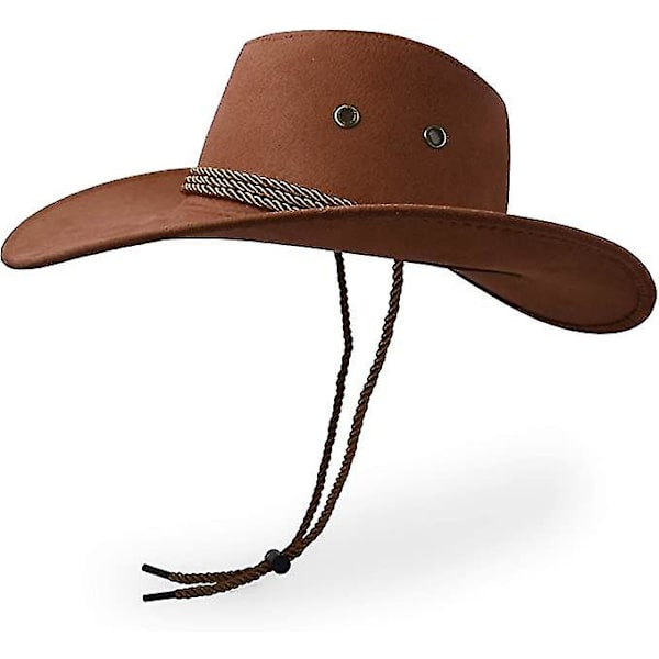 Cowboyhatt, solhatt i konstgjort mockafilt, västerländsk resebeanie, solskydd utomhus
