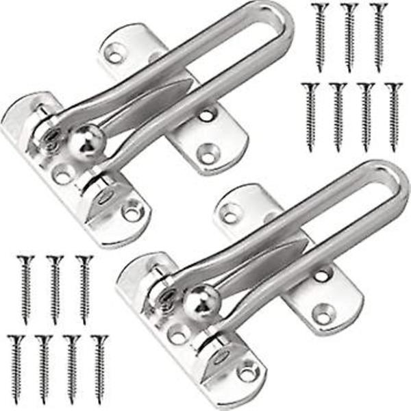 (Silver, 2 Pack)Dörrförstärkningslås Spärr Svängstångslås för Hem Säkerhet Entrédörrslås för Barn Förtjockning Solid Aluminiumlegering
