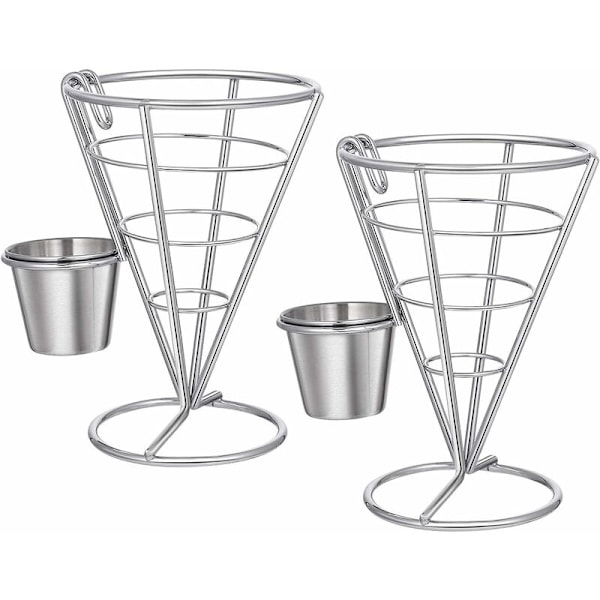 Piece French Fries Stand, Buffet, Cone, Dipping Cup Holder, Snack, Appetizer, Serving Rack, Presentation Baskets for Kitchen, Restaurant, Longziming