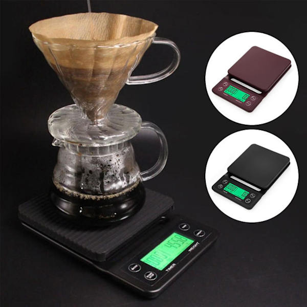 Kökets digitala kaffevåg med timer (svart 3 kg 0,1 g)