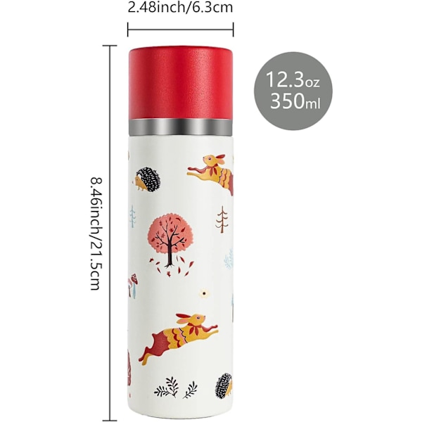 Flask Vattenflaska Rostfritt Stål Flaska Metall 350ml Resmugg Varm Dryck Kopp Kaffe Mugg H8989 (350ml, Röd)
