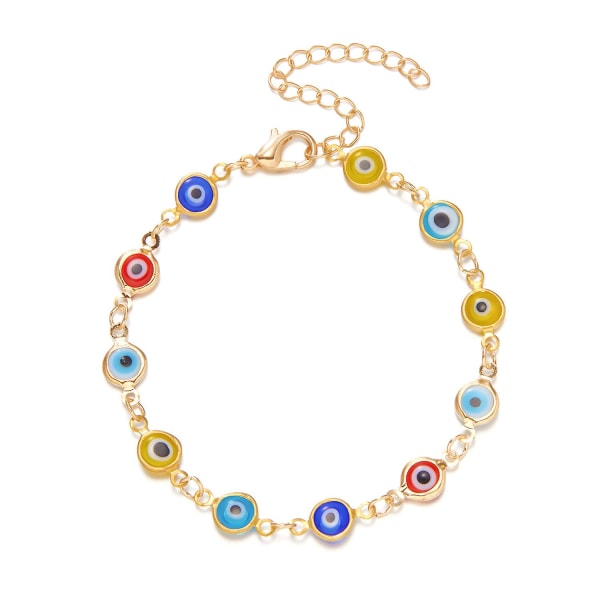 Aqua Gold Plated Evil Eye Anklet Bracelet