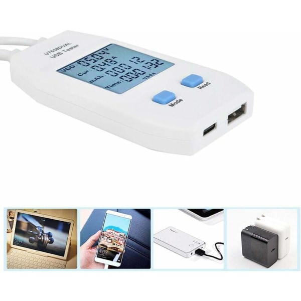 USB Digital Power Meter Mini USB Voltmeter Ammeter Detector Multimeter Strömspänningsmonitor (UT658 Dual)