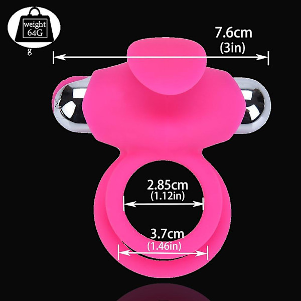 Vibrerende silikon C-ring 10 moduser av massasjemønstre og intensitet legger til mer spennende følelse for menn eller par (rosa)