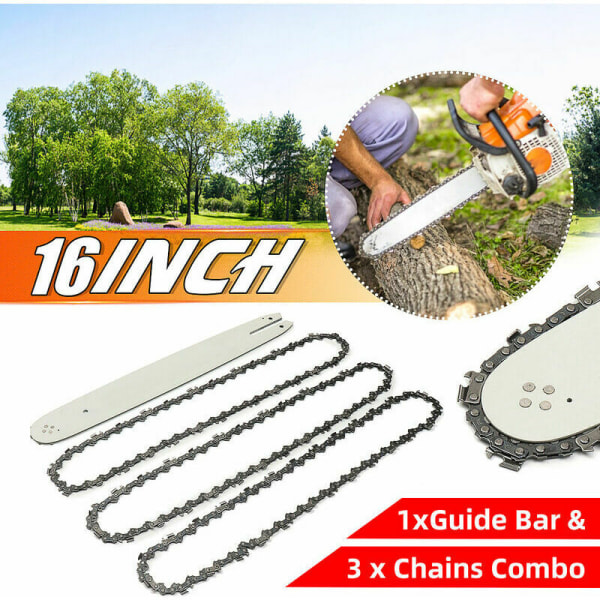 16'' svärd + 3 motorsågskedjor för STIHL 009 012 021 E180 MS180 MS190 MS250 HT70 Cisea