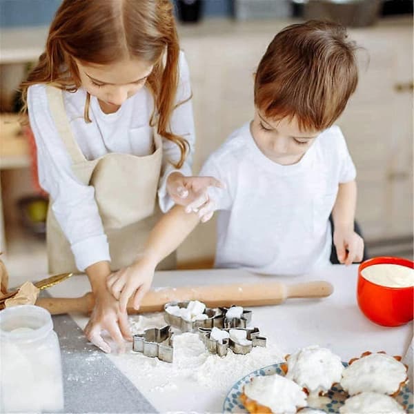 10 stk. julekageforme, bageforme i rustfrit stål, honningkagemand, slik, snemand