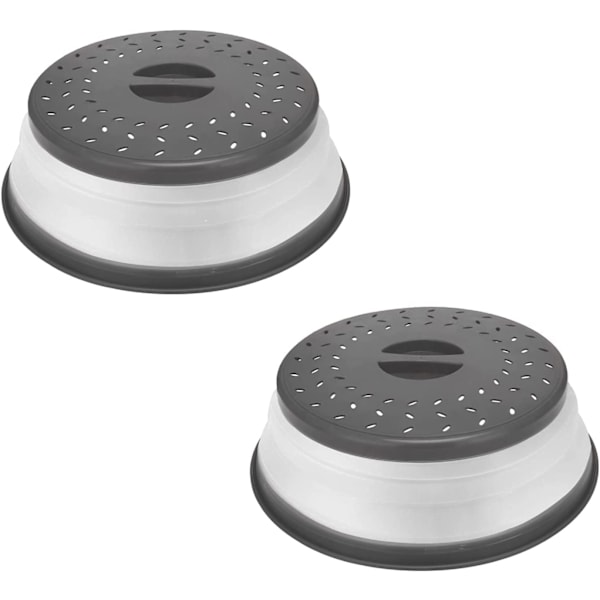 2-pack hopfällbart mikrovågsugnslock matsil Grå