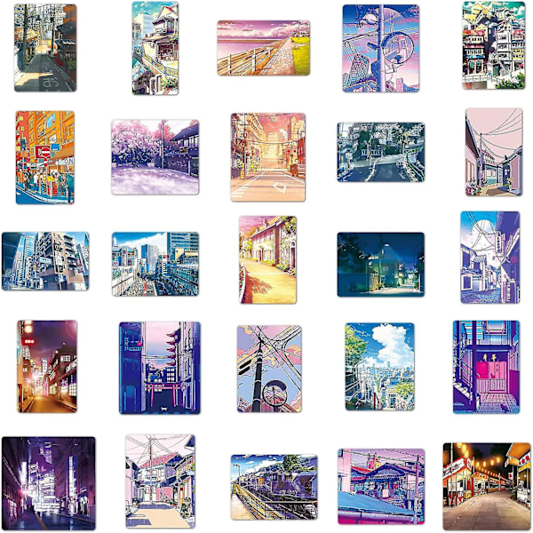 50 stk Anime Street Scenery Sticker Vinyl Vanntett Estetisk Klistremerke For Bærbar PC Scrapbooking Vannflaske Skateboard Bagasje Biler Gitar, Japansk