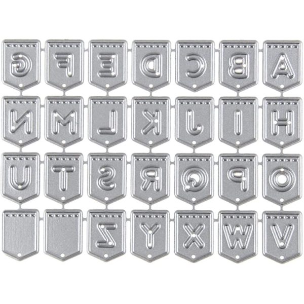 Beibei - Stålembossering Bokstavform Engelsk Bokstav Dies Alfabet Metallform Alfabet Stencil Sølv Dekorativ