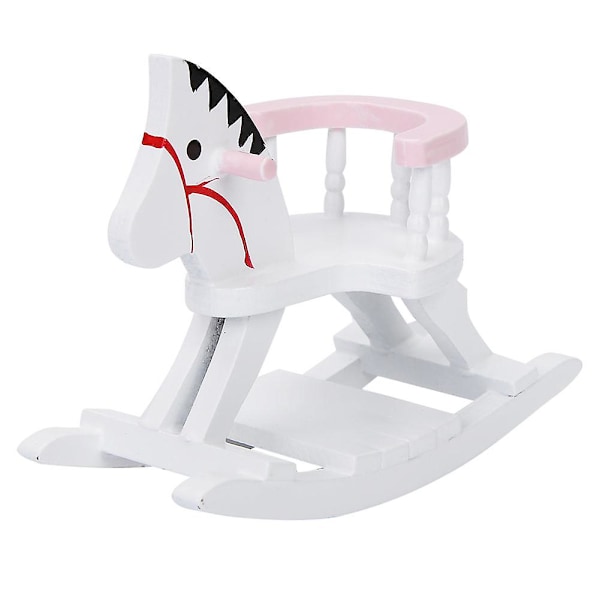 1/12 Doll House Accessories Miniature Wooden Horse Chair Hobbyhorse Model Furniture