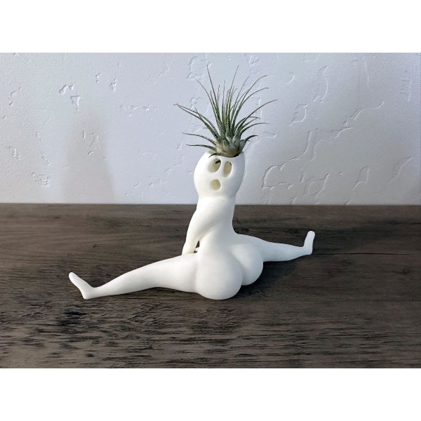 Rolig stor booty spökplanterare skräck i detta hus rolig luftväxtdisplay & skämtgåva med levande luftväxt Tillandsia Jst（spökblomkruka）