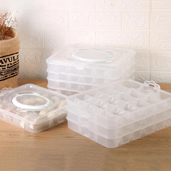 Torage Box Multi-level Quick-frozen Dumpling Box Transparent Refrigerator Quick-frozen Dumpling - B（som vist)
