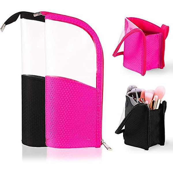 Pcs Makeup Brush Bag Reise Bærbar Kosmetisk Holder Pen Etui Oppbevaringsarrangør (svart * Rose Red)