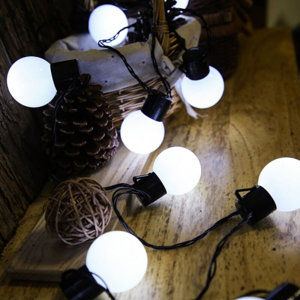 1 bit dekorativa ljusslingor, 20 LED-bollar för bröllopsfest, semester, trädgård, trädgård, rum (vit??)