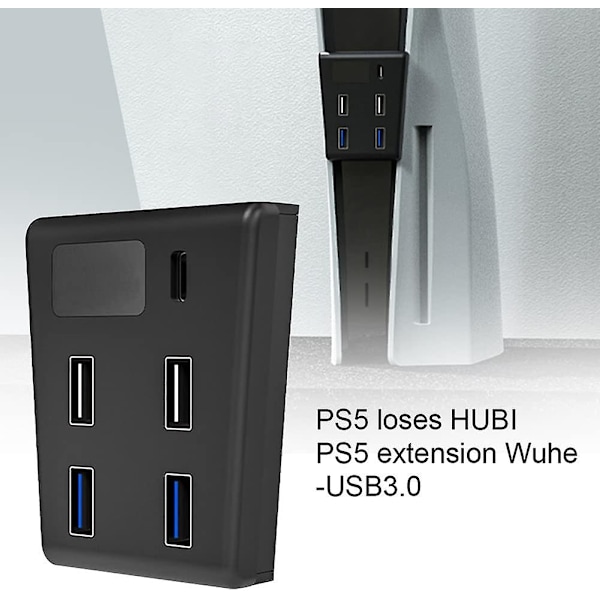 Adapter Typ C Expansionsladdare 5 Port Usb Hub Dataöverföring Kompatibel För Ps5 (1st, Svart)