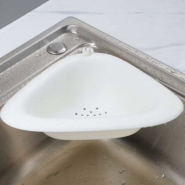 Diskhossil, diskbänkstativ, triangulärt diskbänkfilter för kök, svampställ för kökshörna, badrum, badrum, vitt, en storlek