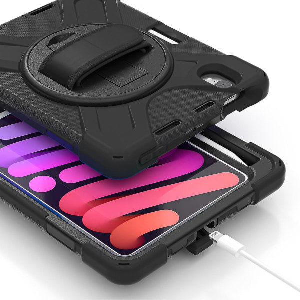 Hand Strap Case för Ipad Mini 6, 8,3 tum, Fallskydd, Barnvänligt, Justerbart Stativfodral