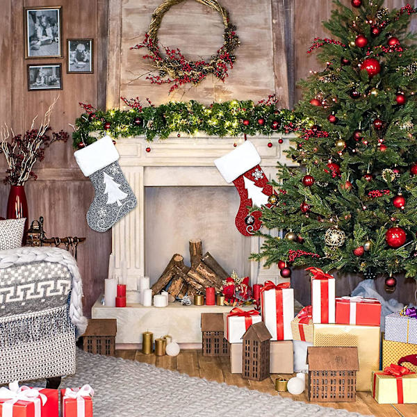2 Julstrumpar Julstrumpor Jul Låg Jul Låg Jul Låg Snöflinga Barn Kompatibel Med Barn Ryggsäckar Bas Hängande Ch