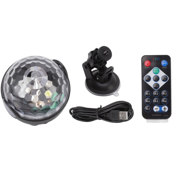 USB Ball Light, 7 lägen, Ljudkontroll, Round Ball Scen Light, RGB Ambient Projection Lamp med fjärrkontroll